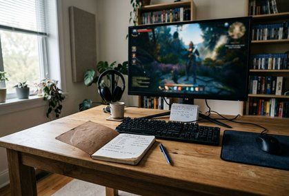 Gaming monitor running a fantasy game